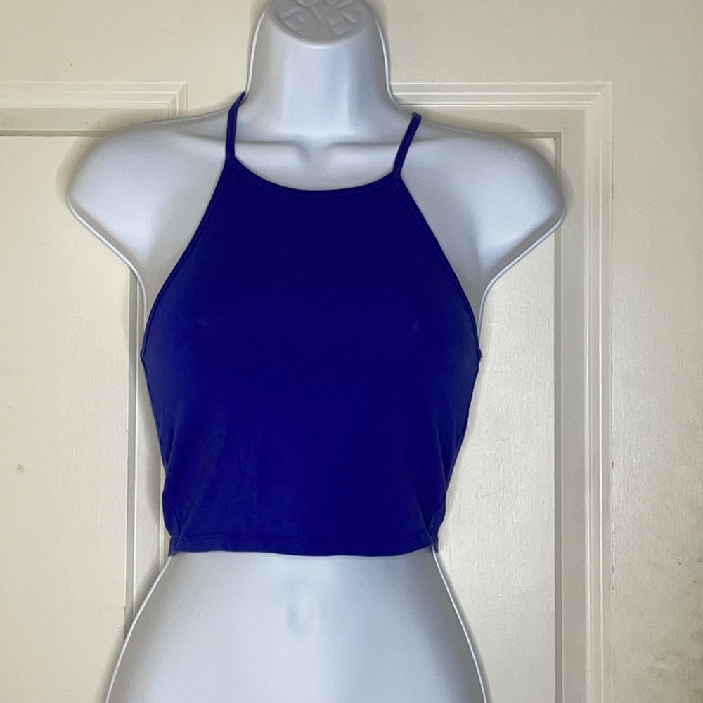 Blue high halter top